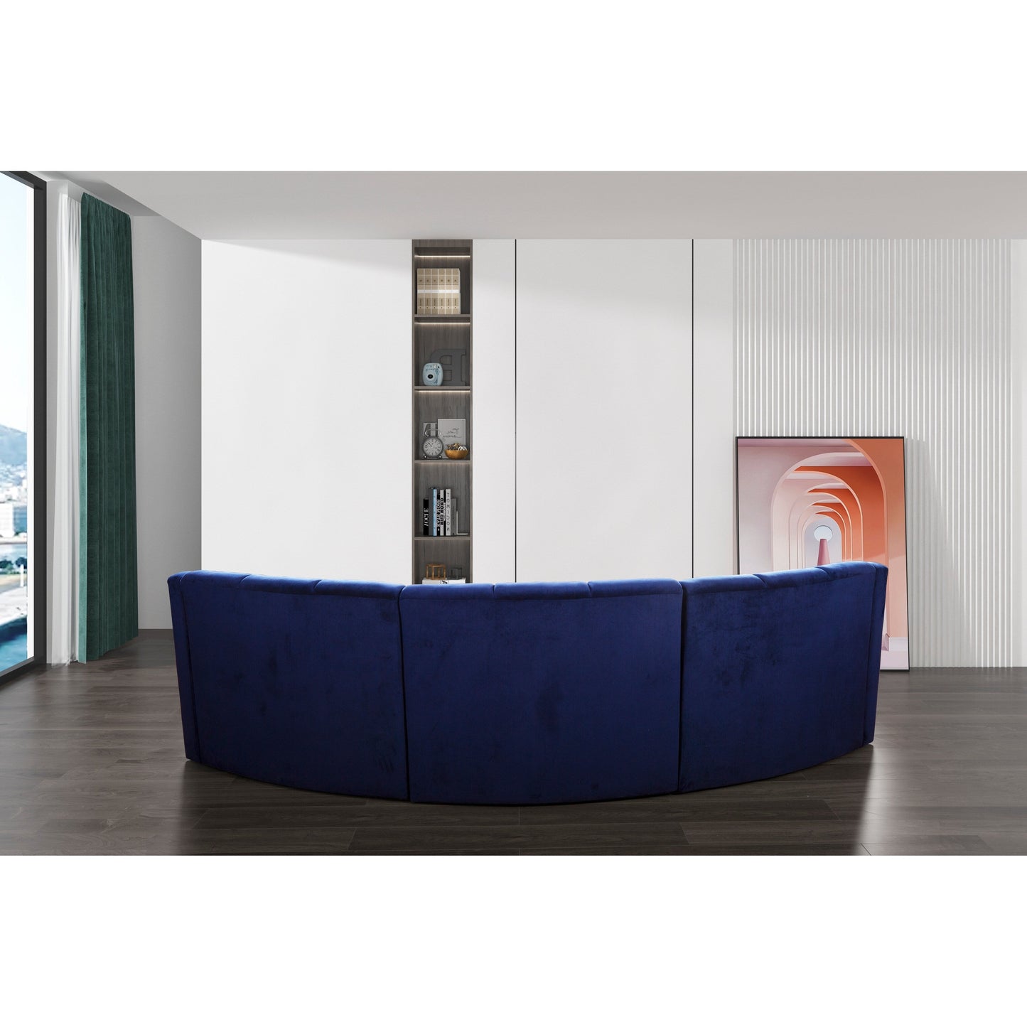 Canapé de sol modulaire symétrique incurvé sans pieds en velours - 127
