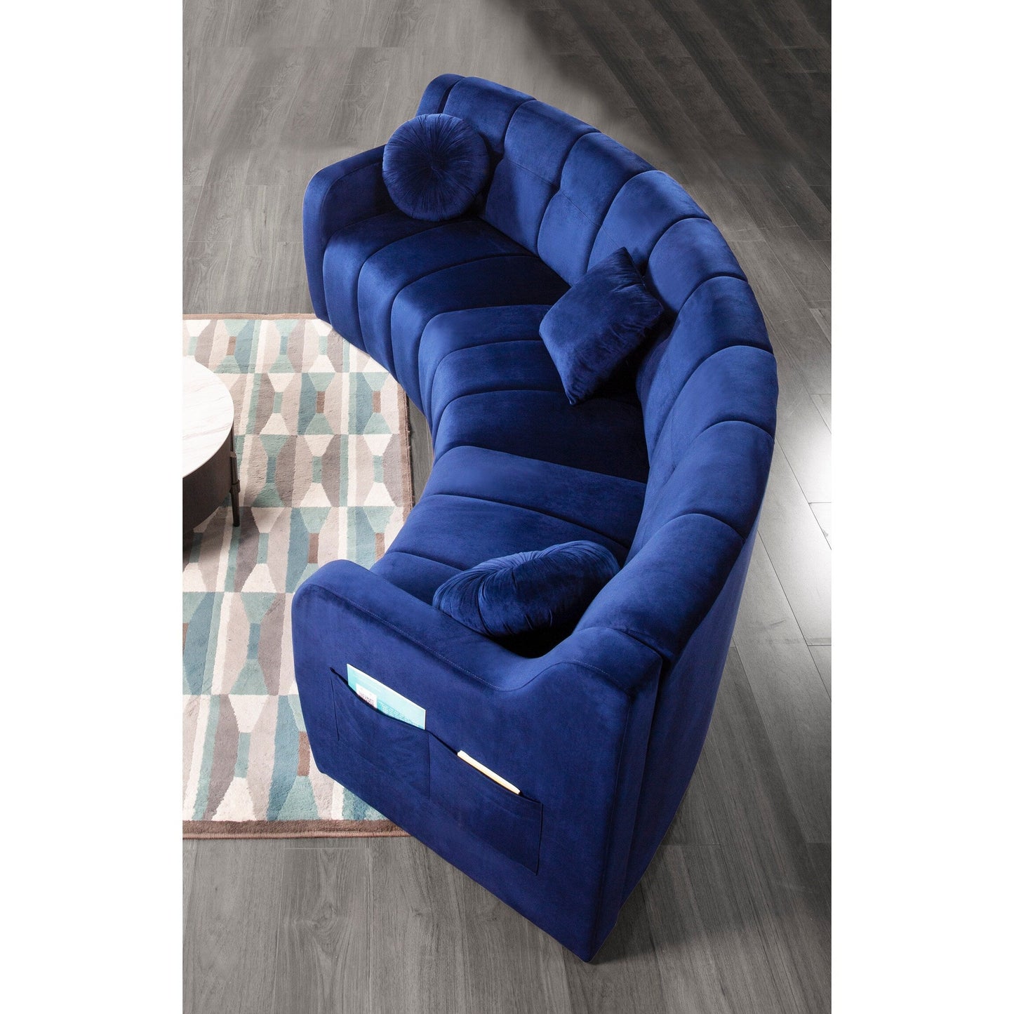Canapé de sol modulaire symétrique incurvé sans pieds en velours - 127