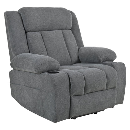 Fauteuil inclinable électrique en velours avec repose-pieds et poche