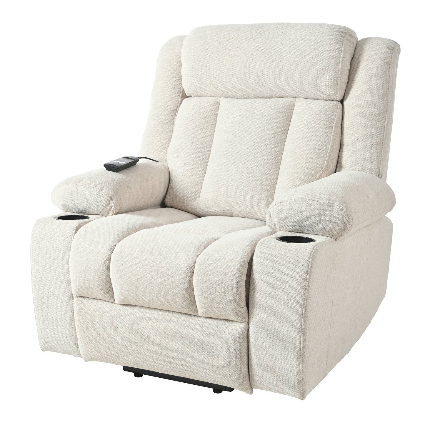 Fauteuil inclinable électrique en velours avec repose-pieds et poche