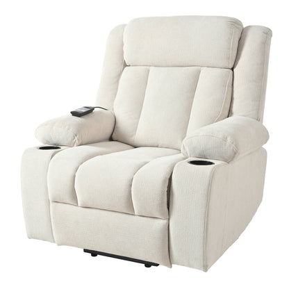 Fauteuil inclinable électrique en velours avec repose-pieds et poche