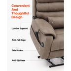 Fauteuil inclinable électrique en velours, double moteur, chauffage, massage et chargeur sans fil