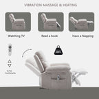 Fauteuil inclinable électrique en velours avec système de massage et de chauffage