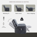 Fauteuil inclinable électrique en velours avec système de massage et de chauffage