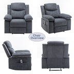 Fauteuil inclinable électrique en velours avec système de massage et de chauffage