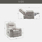 Fauteuil inclinable électrique en velours avec système de massage et de chauffage