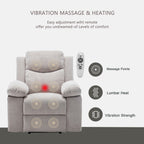 Fauteuil inclinable électrique en velours avec système de massage et de chauffage