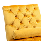 Chaise longue ergonomique en velours capitonné, inclinable en forme de S, avec coussin, garniture cloutée et pieds en acrylique pour une utilisation en intérieur