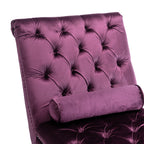 Chaise longue ergonomique en velours capitonné, inclinable en forme de S, avec coussin, garniture cloutée et pieds en acrylique pour une utilisation en intérieur