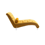 Chaise longue ergonomique en velours capitonné, inclinable en forme de S, avec coussin, garniture cloutée et pieds en acrylique pour une utilisation en intérieur