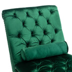 Chaise longue ergonomique en velours capitonné, inclinable en forme de S, avec coussin, garniture cloutée et pieds en acrylique pour une utilisation en intérieur