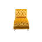 Chaise longue ergonomique en velours capitonné, inclinable en forme de S, avec coussin, garniture cloutée et pieds en acrylique pour une utilisation en intérieur