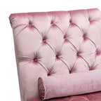 Chaise longue ergonomique en velours capitonné, inclinable en forme de S, avec coussin, garniture cloutée et pieds en acrylique pour une utilisation en intérieur