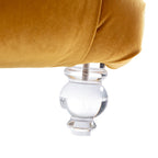 Chaise longue ergonomique en velours capitonné, inclinable en forme de S, avec coussin, garniture cloutée et pieds en acrylique pour une utilisation en intérieur
