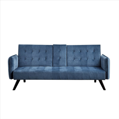 Canapé-lit futon convertible et pliable en velours avec 2 porte-gobelets pour un salon compact