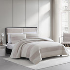 Parure de couette Vera Wang en chenille gaufrée beige à rayures