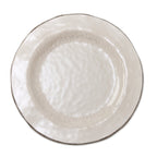 Ensemble de 4 assiettes de table en mélamine solide émaillée craquelée Veranda de 10,75 po, lavables au lave-vaisselle, pour l'intérieur et l'extérieur, couleur ivoire