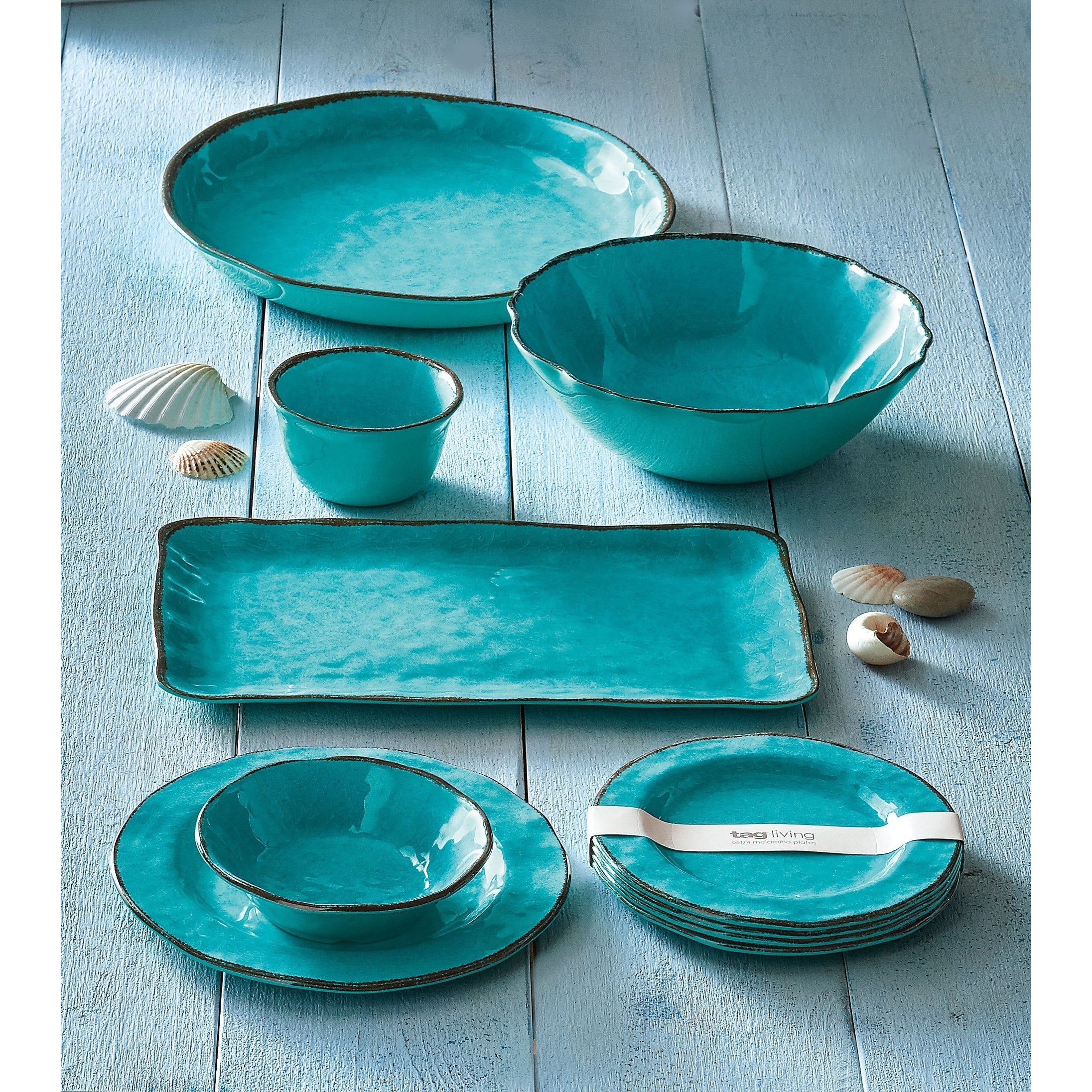 Ensemble de 4 assiettes plates en mélamine Veranda