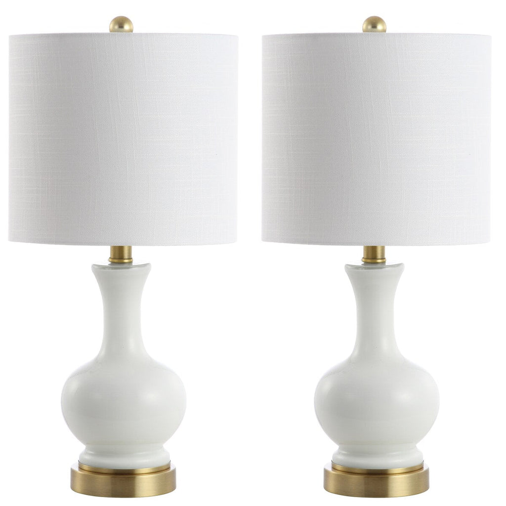 Lampe de table à LED Vermont 22 en verre/métal, blanche (lot de 2) par JONATHAN Y