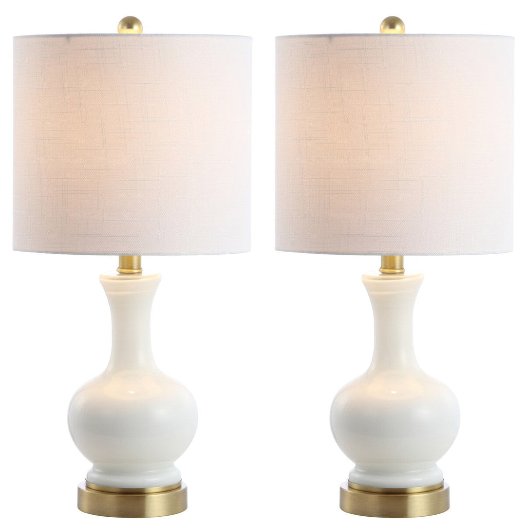 Lampe de table à LED Vermont 22 en verre/métal, blanche (lot de 2) par JONATHAN Y