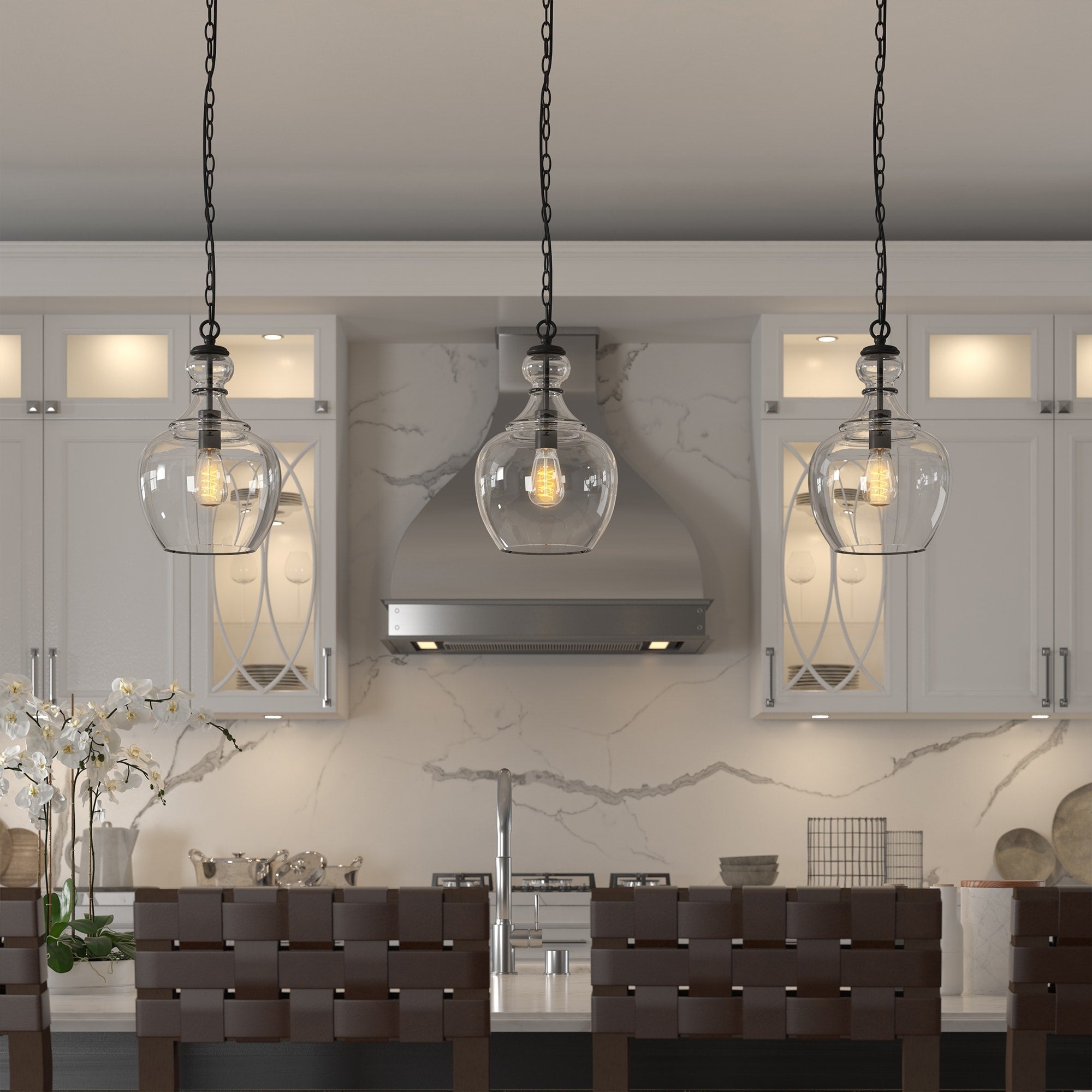 Suspension Verona 11 large avec abat-jour en verre - 11 large