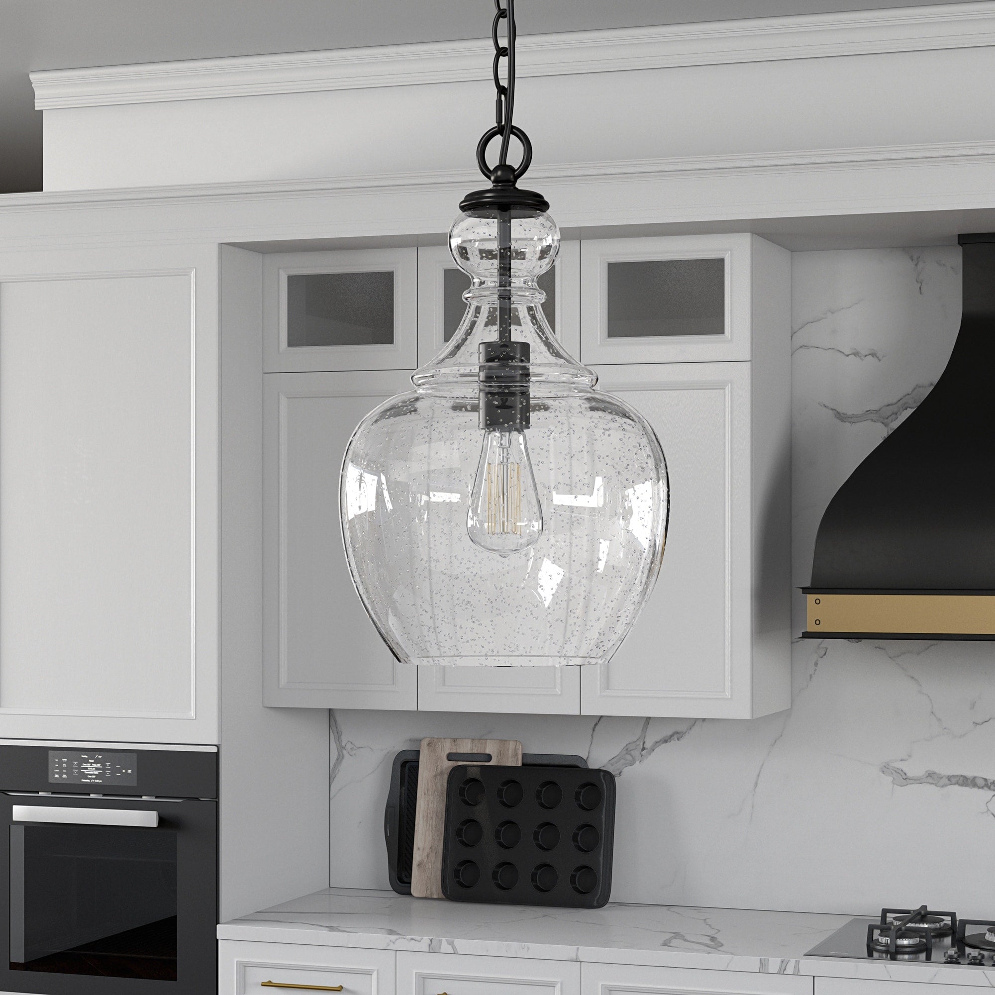 Suspension Verona 11 large avec abat-jour en verre - 11 large