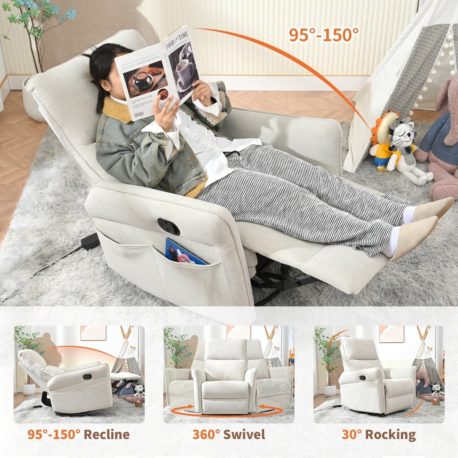 Fauteuil inclinable pivotant et à bascule polyvalent pour différents réglages