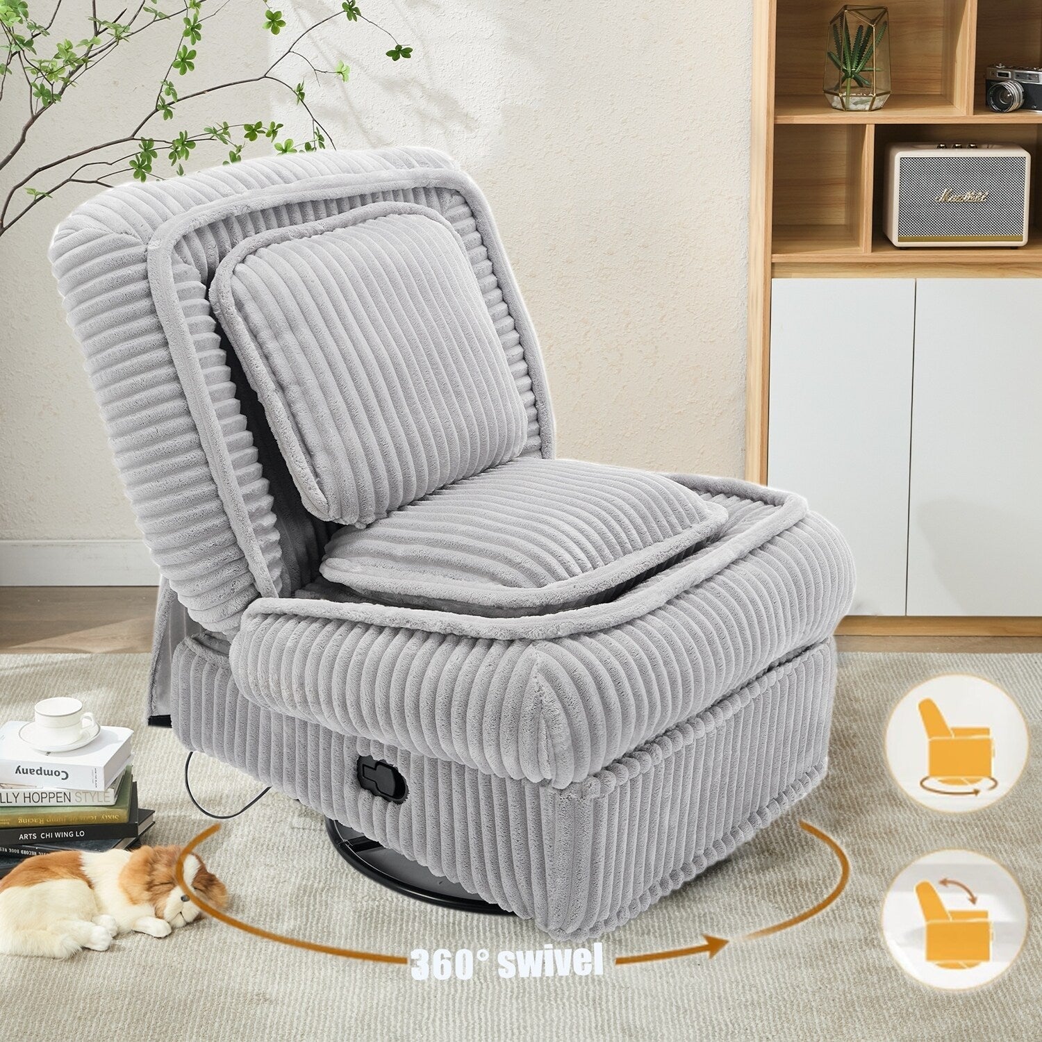 Canapé inclinable polyvalent en velours côtelé pour la détente et le confort