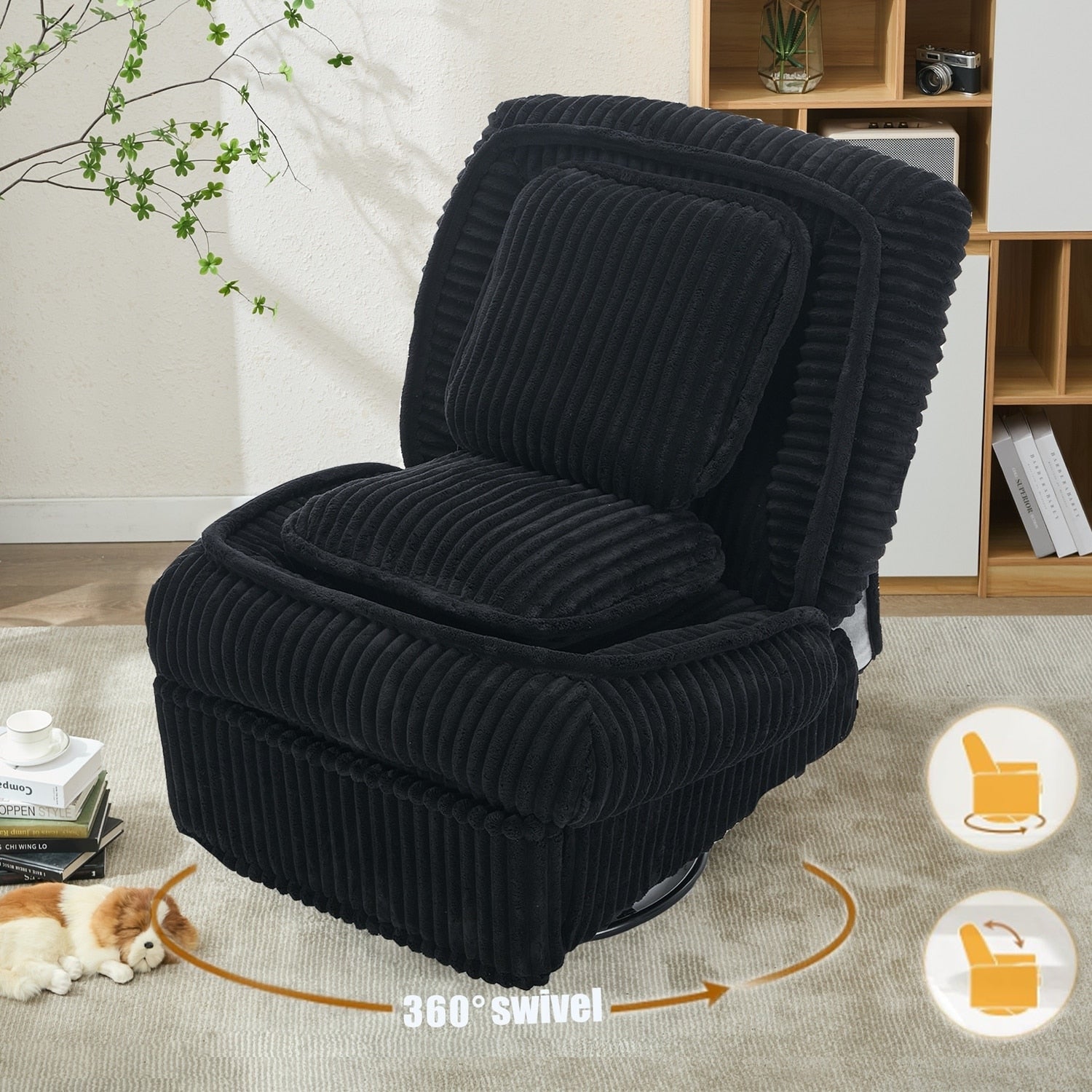 Canapé inclinable polyvalent en velours côtelé pour la détente et le confort