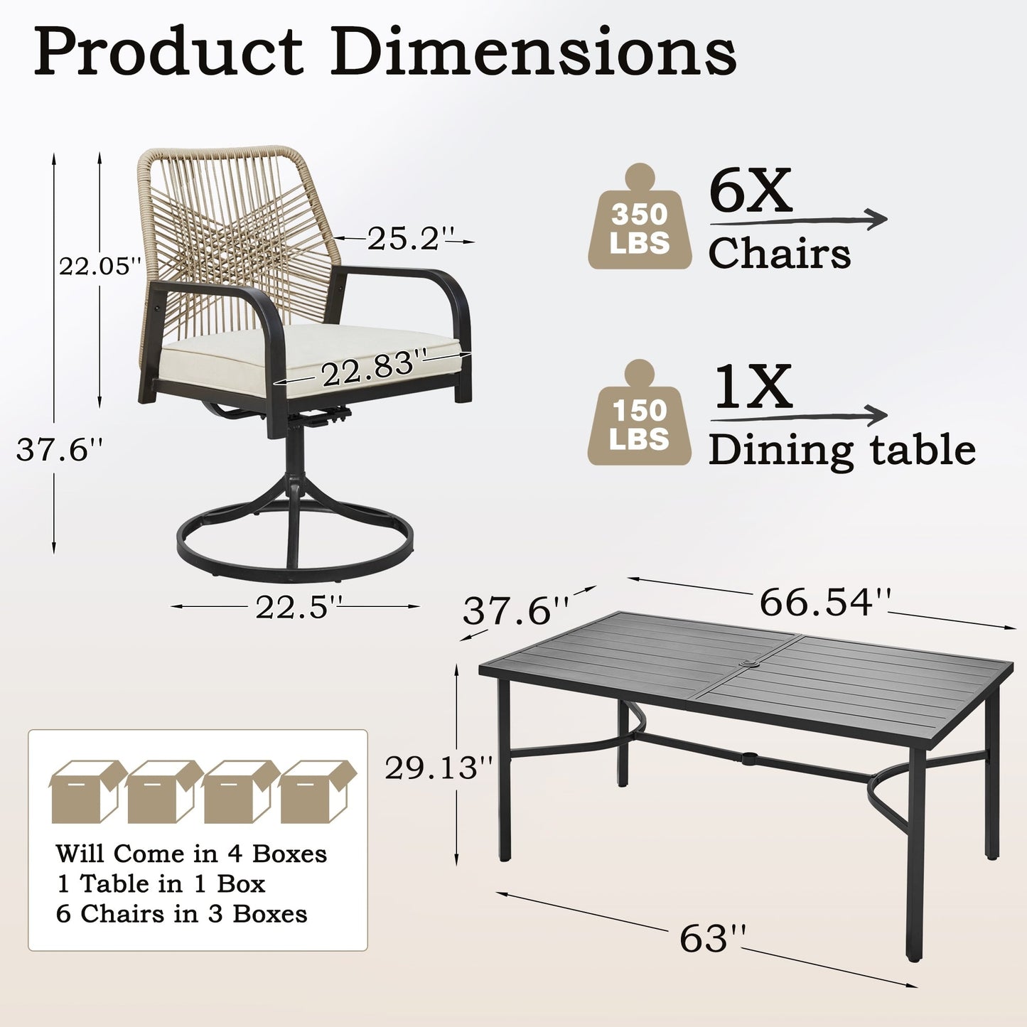 Ensembles de salle à manger d'extérieur polyvalents avec chaises pivotantes/pliantes, table à lattes en acier et table à manger en PEHD pour jardins et terrasses