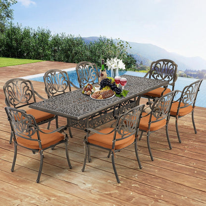 Ensembles de salle à manger d'extérieur polyvalents avec chaises pivotantes/pliantes, table à lattes en acier et table à manger en PEHD pour jardins et terrasses