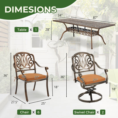 Ensembles de salle à manger d'extérieur polyvalents avec chaises pivotantes/pliantes, table à lattes en acier et table à manger en PEHD pour jardins et terrasses