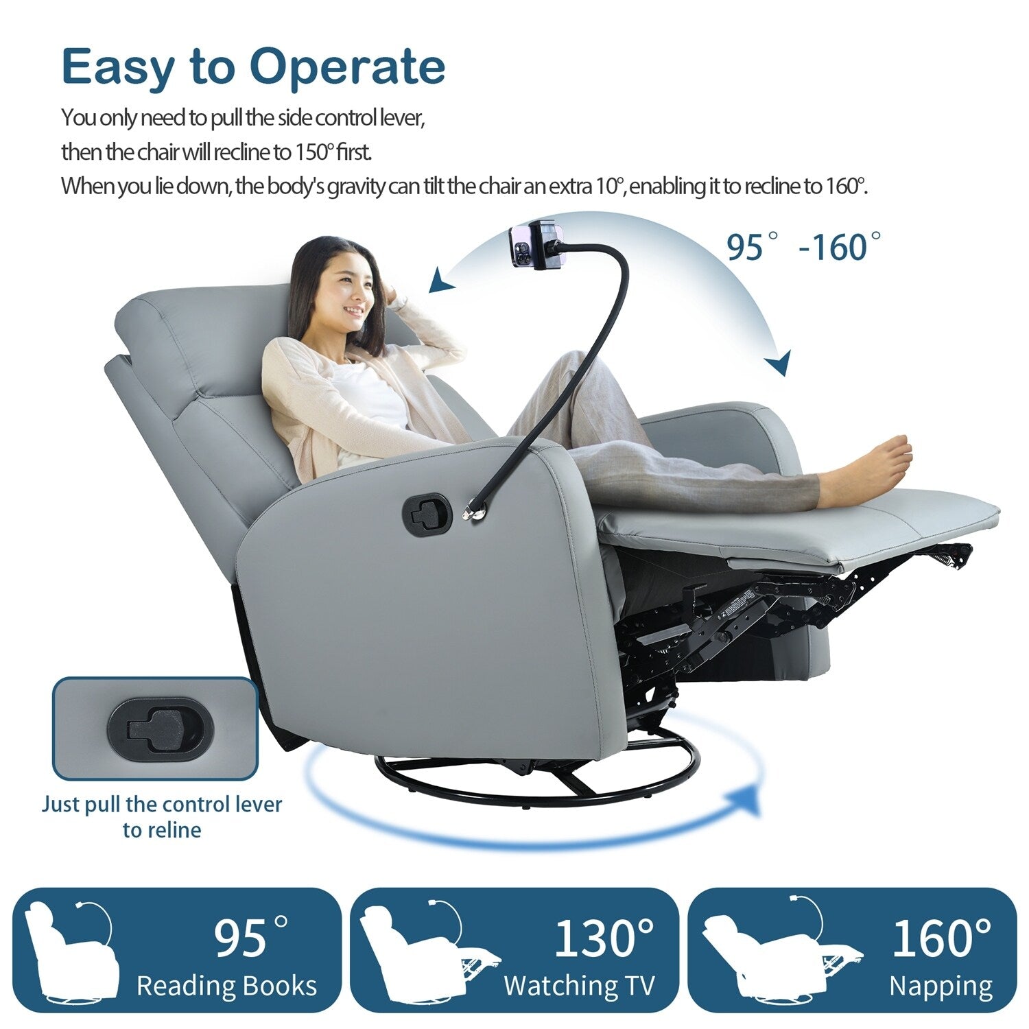 Fauteuil inclinable pivotant et polyvalent pour toutes les pièces