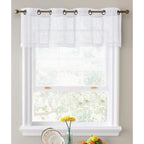 HLC.me Abbey Rideau semi-transparent texturé en imitation lin à œillets pour petites fenêtres, chambre et salle de bain