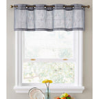 HLC.me Abbey Rideau semi-transparent texturé en imitation lin à œillets pour petites fenêtres, chambre et salle de bain