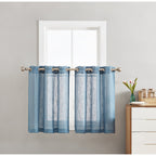 HLC.me Abbey Rideau semi-transparent texturé en imitation lin à œillets pour petites fenêtres, chambre et salle de bain