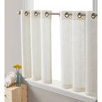 HLC.me Abbey Rideau semi-transparent texturé en imitation lin à œillets pour petites fenêtres, chambre et salle de bain