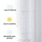 HLC.me Abbey Rideau semi-transparent texturé en imitation lin à œillets pour petites fenêtres, chambre et salle de bain