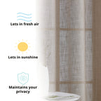 HLC.me Abbey Rideau semi-transparent texturé en imitation lin à œillets pour petites fenêtres, chambre et salle de bain