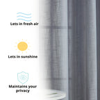HLC.me Abbey Rideau semi-transparent texturé en imitation lin à œillets pour petites fenêtres, chambre et salle de bain