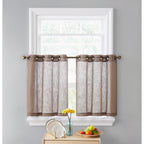 HLC.me Abbey Rideau semi-transparent texturé en imitation lin à œillets pour petites fenêtres, chambre et salle de bain