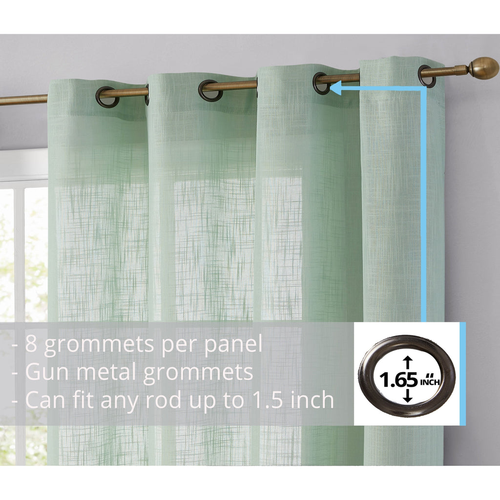 HLC.me Abbey Rideaux semi-transparents texturés en imitation lin, filtrant la lumière et à œillets, paire