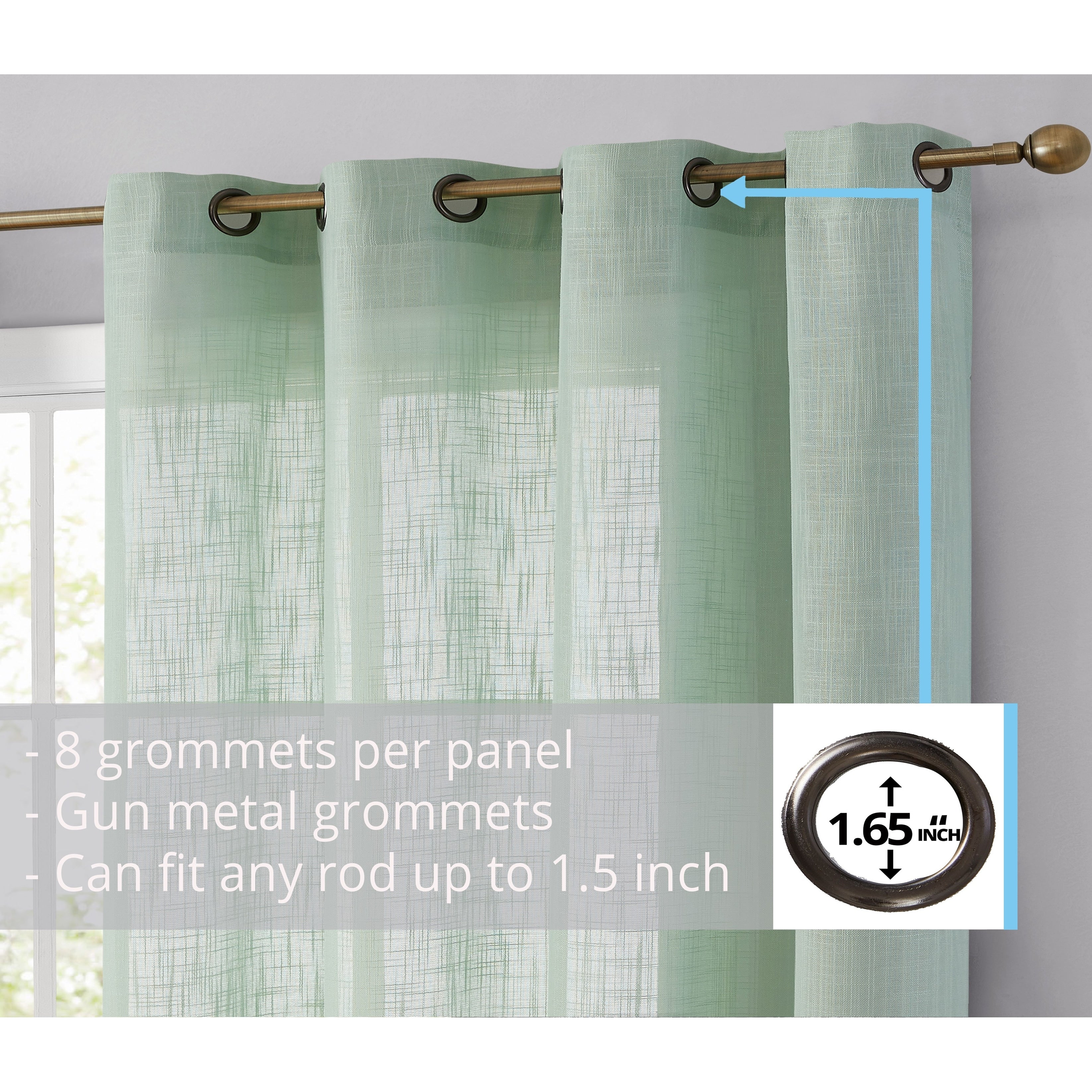 HLC.me Abbey Rideaux semi-transparents texturés en imitation lin, filtrant la lumière et à œillets, paire