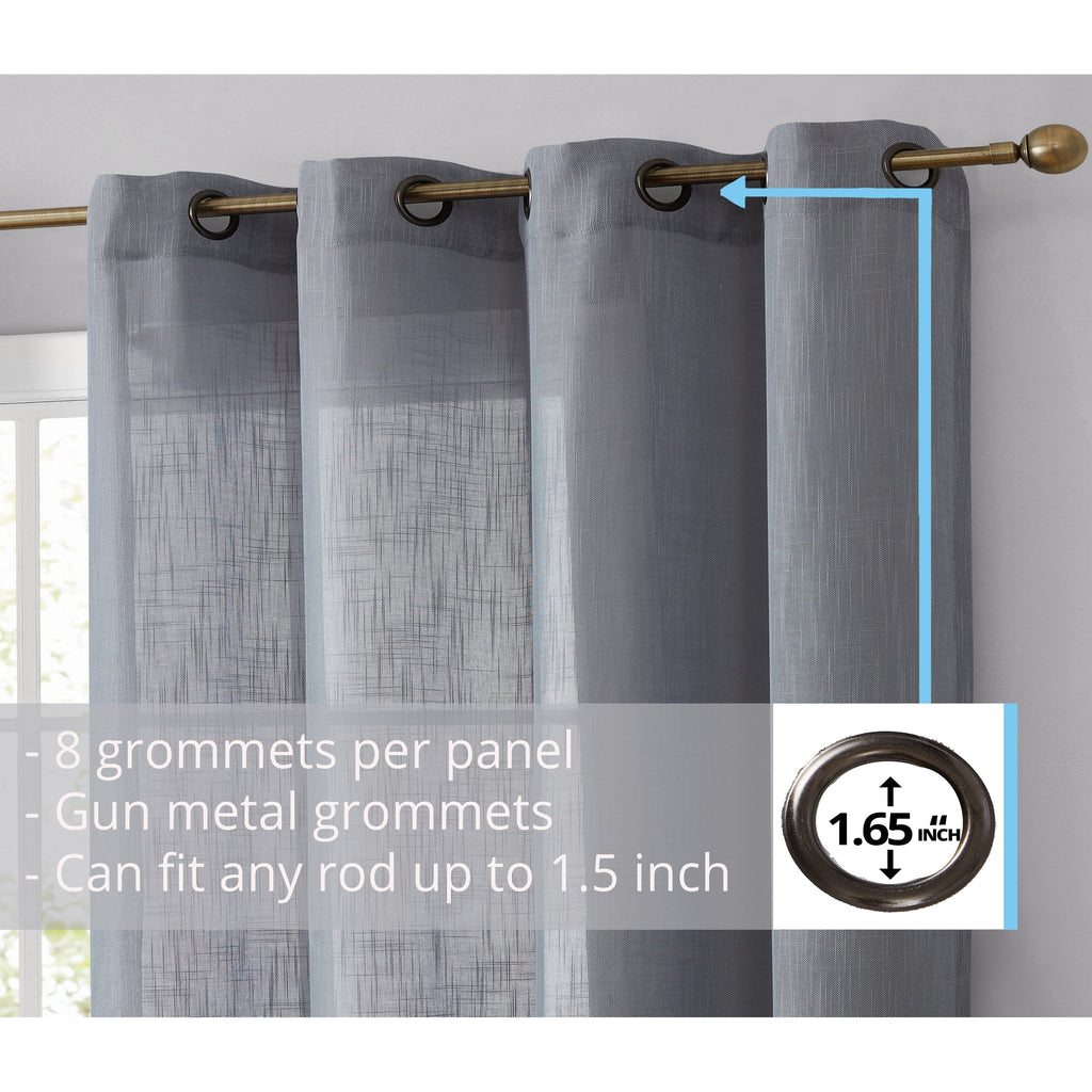 HLC.me Abbey Rideaux semi-transparents texturés en imitation lin, filtrant la lumière et à œillets, paire