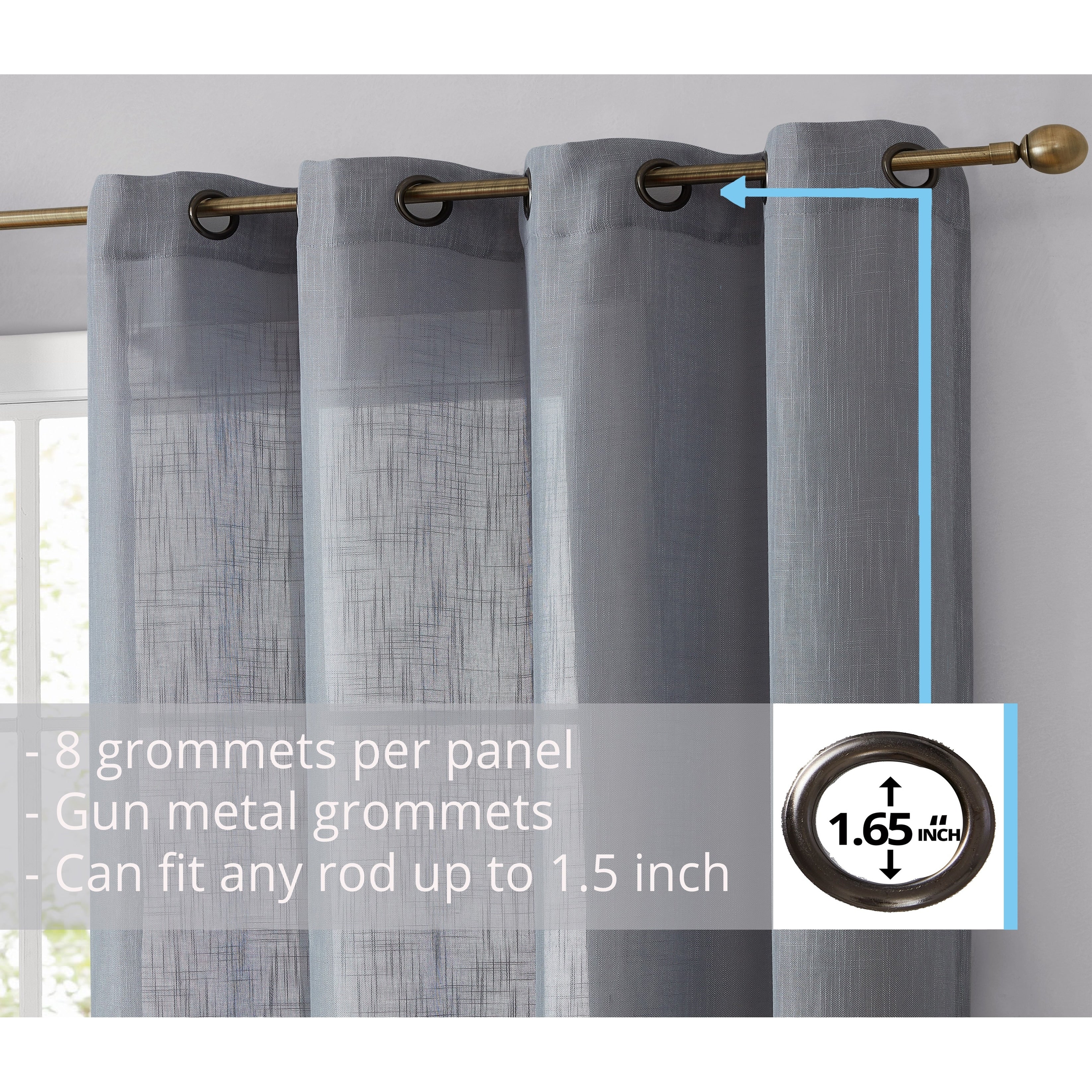 HLC.me Abbey Rideaux semi-transparents texturés en imitation lin, filtrant la lumière et à œillets, paire