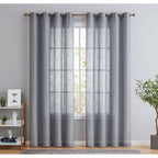 HLC.me Abbey Rideaux semi-transparents texturés en imitation lin, filtrant la lumière et à œillets, paire