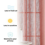 HLC.me Abbey Rideaux semi-transparents texturés en imitation lin, filtrant la lumière et à œillets, paire