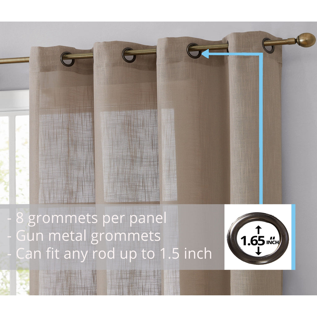 HLC.me Abbey Rideaux semi-transparents texturés en imitation lin, filtrant la lumière et à œillets, paire