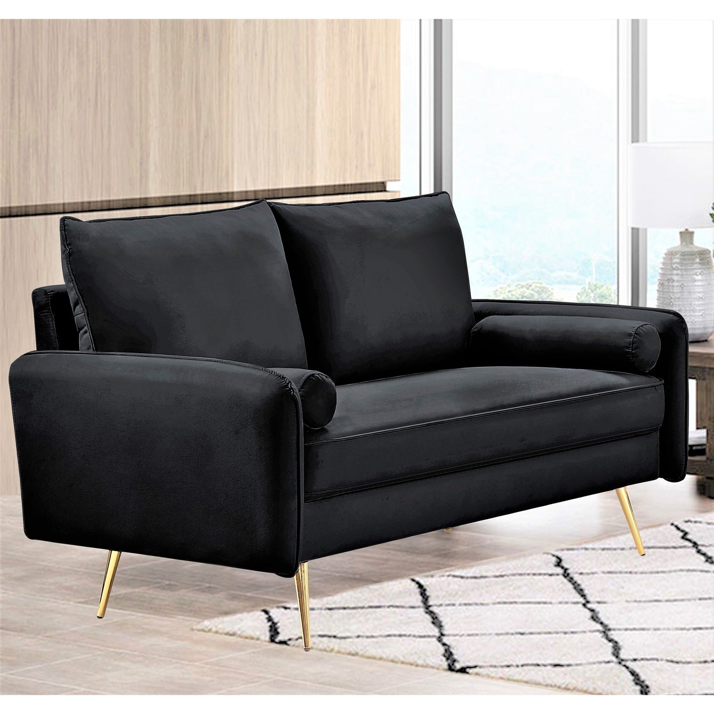 Canapé Villeda 70''W en polyester avec accoudoirs carrés