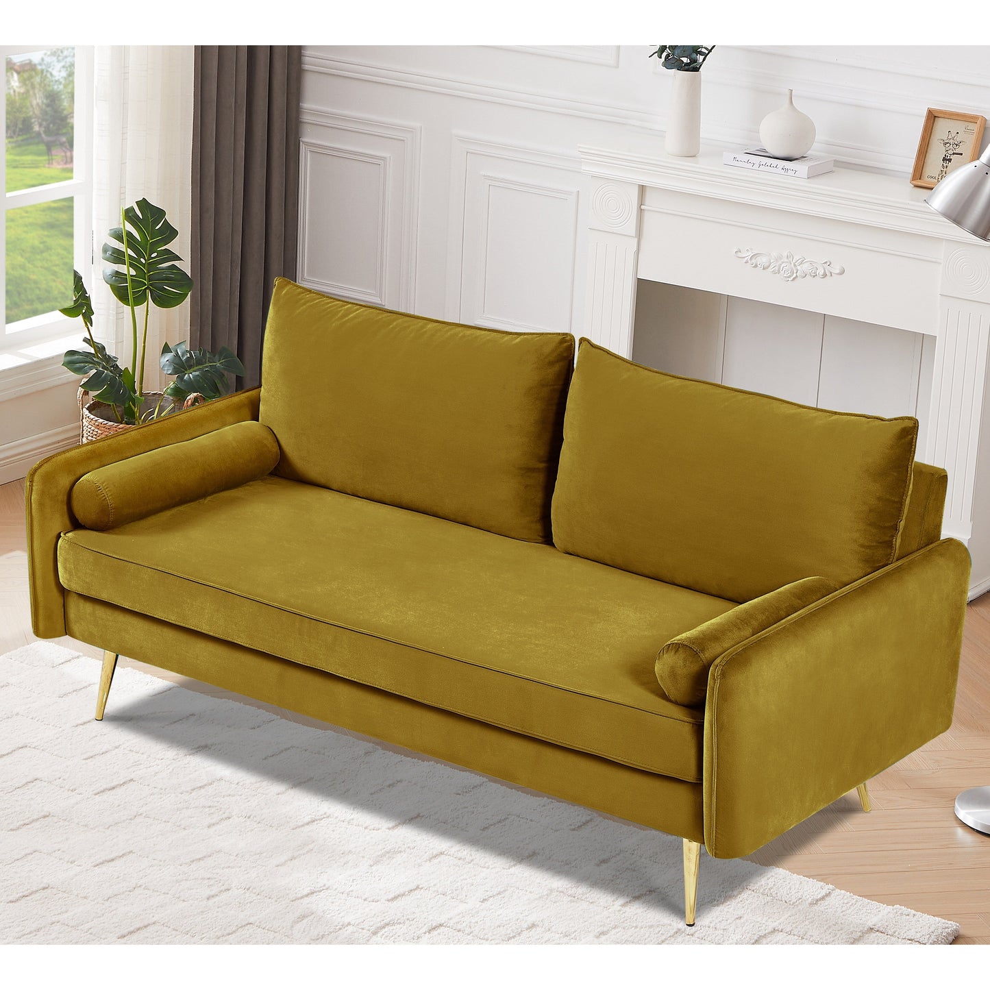 Canapé Villeda 70''W en polyester avec accoudoirs carrés